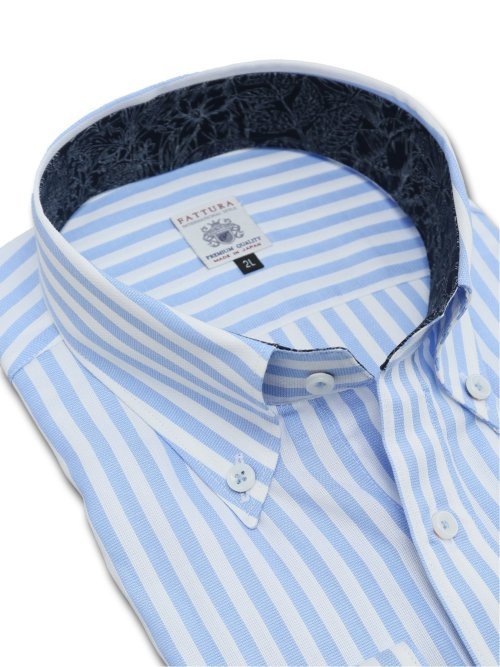 【大きいサイズ】ファットゥーラ/FATTURA 日本製 綿100% ボタンダウン長袖シャツ