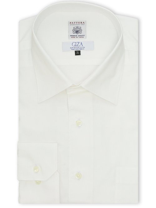 【大きいサイズ】ファットゥーラ/FATTURA 日本製 綿100% セミワイドカラー長袖シャツ