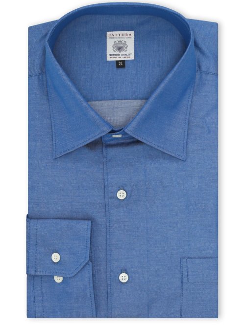 【大きいサイズ】ファットゥーラ/FATTURA 日本製 綿100% セミワイドカラー長袖シャツ