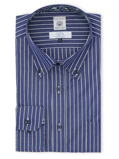 【大きいサイズ】ファットゥーラ/FATTURA 日本製 綿100% ボタンダウン長袖シャツ