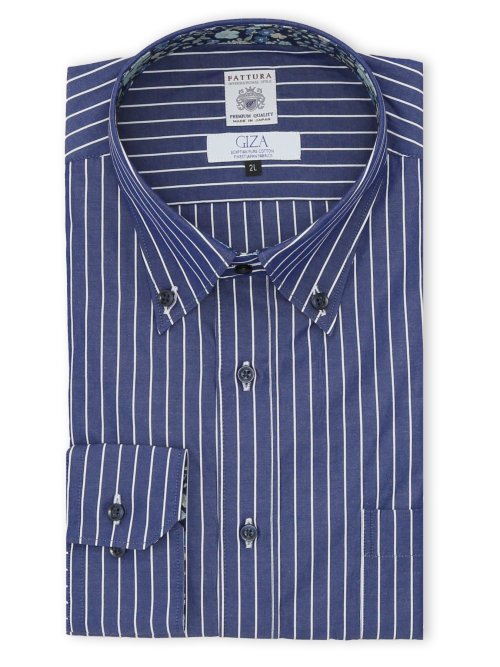 【大きいサイズ】ファットゥーラ/FATTURA 日本製 綿100% ボタンダウン長袖シャツ
