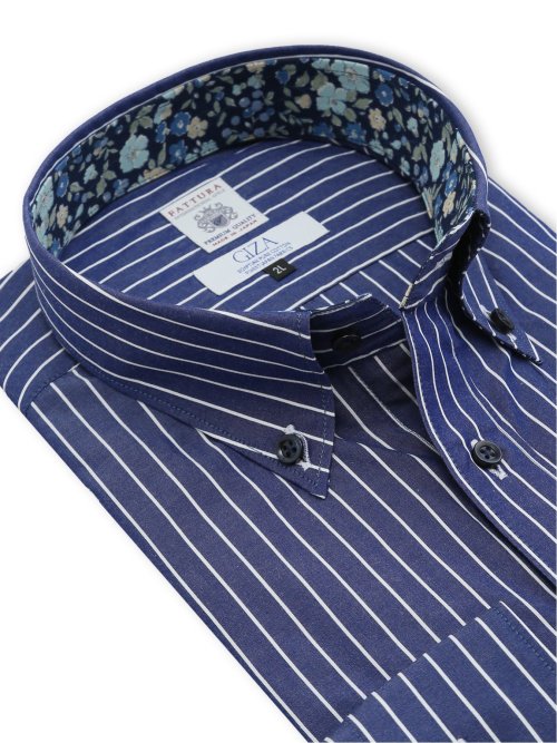 【大きいサイズ】ファットゥーラ/FATTURA 日本製 綿100% ボタンダウン長袖シャツ