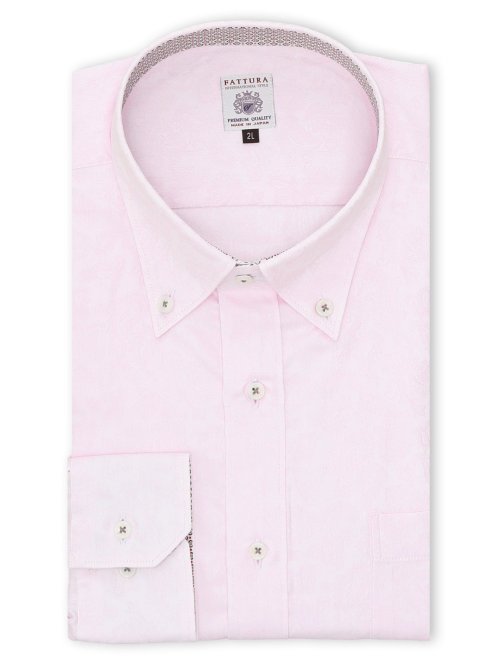 【大きいサイズ】ファットゥーラ/FATTURA 日本製 綿100% ボタンダウン長袖シャツ