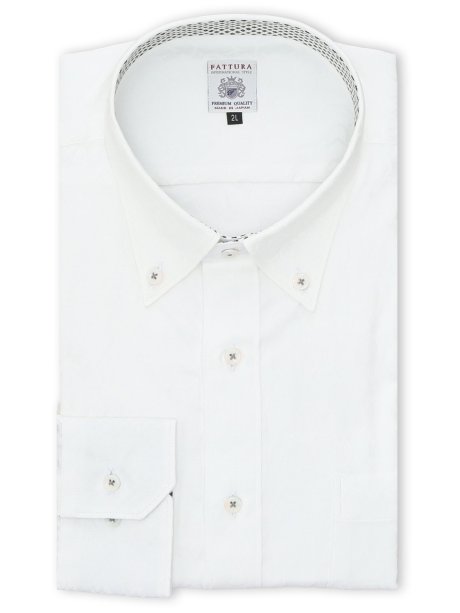 【大きいサイズ】ファットゥーラ/FATTURA 日本製 綿100% ボタンダウン長袖シャツ
