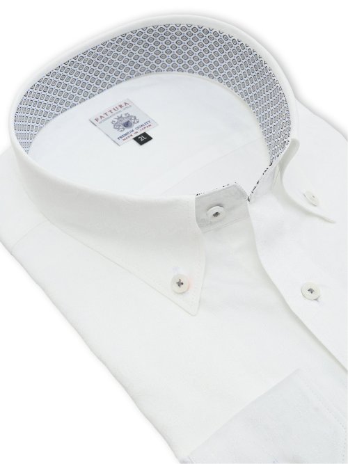 【大きいサイズ】ファットゥーラ/FATTURA 日本製 綿100% ボタンダウン長袖シャツ