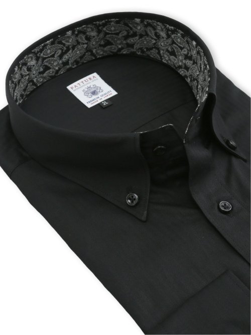 【大きいサイズ】ファットゥーラ/FATTURA 日本製 綿100% ボタンダウン長袖シャツ