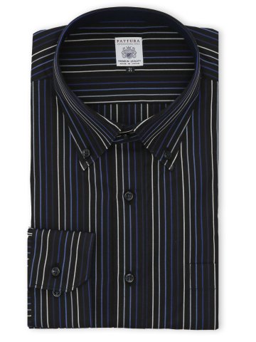 【大きいサイズ】ファットゥーラ/FATTURA 日本製 綿100% ボタンダウン長袖シャツ