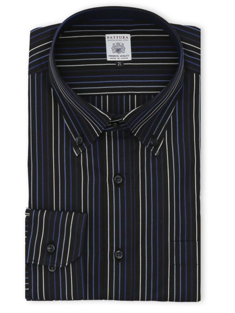【大きいサイズ】ファットゥーラ/FATTURA 日本製 綿100% ボタンダウン長袖シャツ
