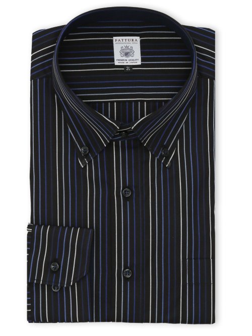【大きいサイズ】ファットゥーラ/FATTURA 日本製 綿100% ボタンダウン長袖シャツ