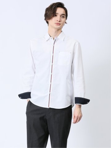 【WEB限定】綿オックス トリコテープ レギュラーカラー長袖シャツ
