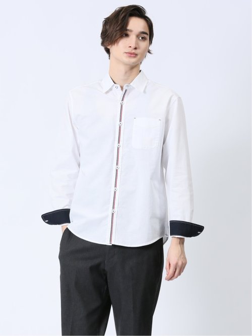【WEB限定】綿オックス トリコテープ レギュラーカラー長袖シャツ