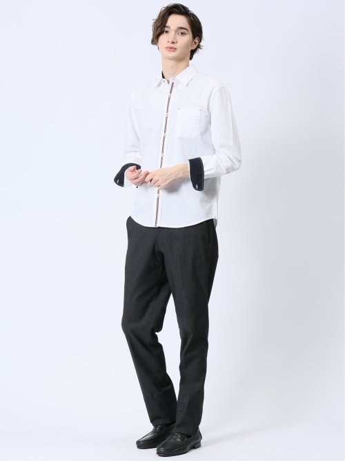 【WEB限定】綿オックス トリコテープ レギュラーカラー長袖シャツ