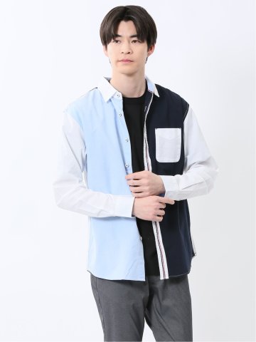 【WEB限定】綿オックス トリコテープ レギュラーカラー長袖シャツ