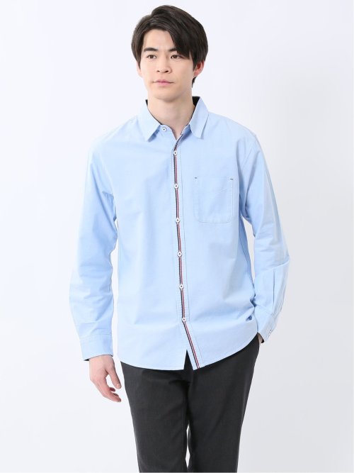 【WEB限定】綿オックス トリコテープ レギュラーカラー長袖シャツ