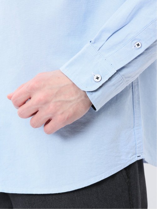 【WEB限定】綿オックス トリコテープ レギュラーカラー長袖シャツ