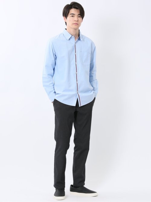 【WEB限定】綿オックス トリコテープ レギュラーカラー長袖シャツ