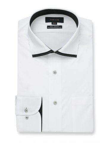 ノーアイロンストレッチ スタンダードフィット ワイドカラー長袖ニットシャツ