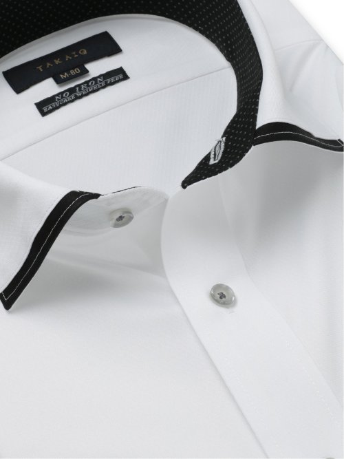 ノーアイロンストレッチ スタンダードフィット ワイドカラー長袖ニットシャツ