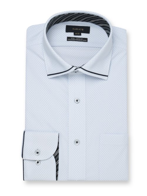 ノーアイロンストレッチ スタンダードフィット ワイドカラー長袖ニットシャツ