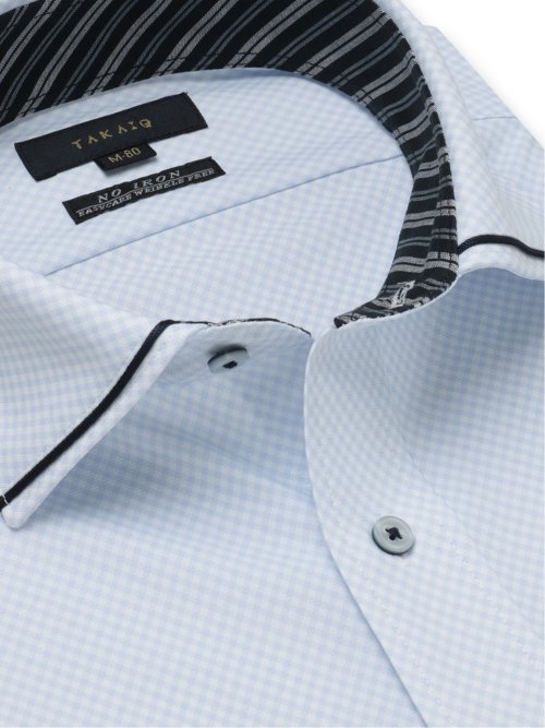 ノーアイロンストレッチ スタンダードフィット ワイドカラー長袖ニットシャツ