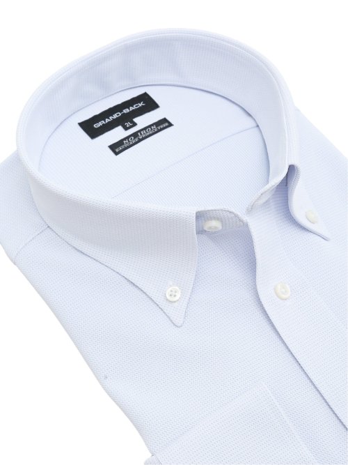 【大きいサイズ】グランバック/GRAND-BACK ノーアイロンストレッチ ボタンダウン長袖ニットシャツ