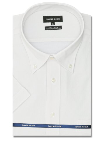 【大きいサイズ】グランバック/GRAND-BACK ノーアイロンストレッチ ボタンダウン半袖ニットシャツ