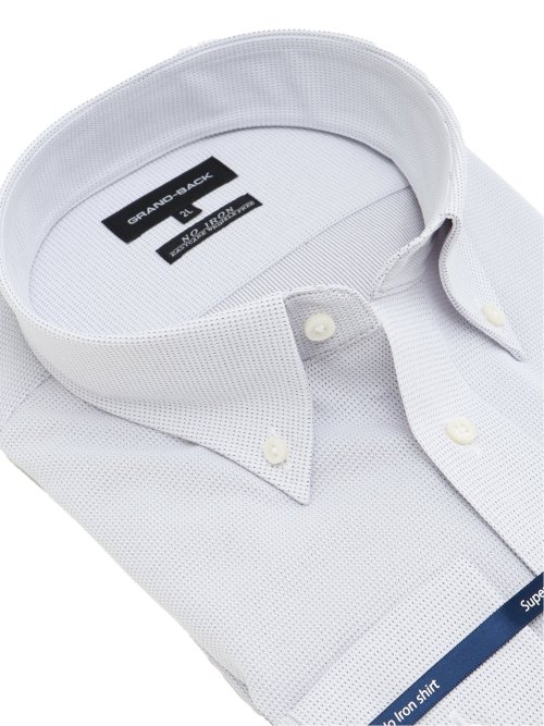 【大きいサイズ】グランバック/GRAND-BACK ノーアイロンストレッチ ボタンダウン長袖ニットシャツ
