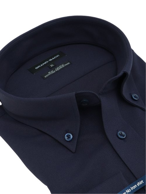 【大きいサイズ】グランバック/GRAND-BACK ノーアイロンストレッチ ボタンダウン長袖ニットシャツ
