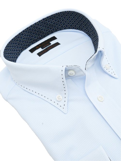 ノーアイロンストレッチ スタンダードフィット ボタンダウン長袖ニットシャツ