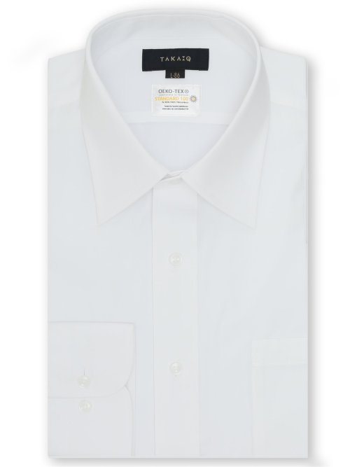 白無地】形態安定 吸水速乾 レギュラーフィット レギュラーカラー長袖