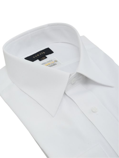 【白無地】形態安定 吸水速乾 スタンダードフィット レギュラーカラー長袖シャツ