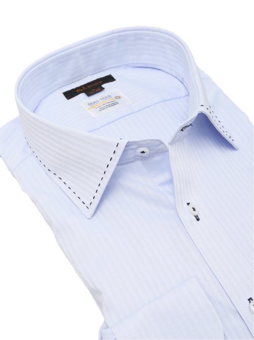 形態安定 吸水速乾 スタンダードフィット ワイドカラー長袖シャツ