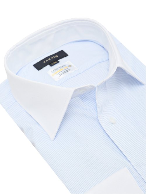 形態安定 吸水速乾 スタンダードフィット ワイドカラー長袖シャツ
