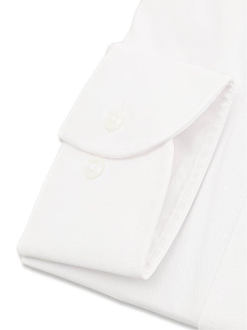 【白無地】形態安定 吸水速乾 スリムフィット レギュラーカラー長袖シャツ