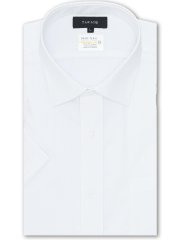 形態安定 吸水速乾 スタンダードフィット ワイドカラー半袖シャツ 白 メンズ