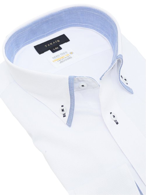 形態安定 吸水速乾 スタンダードフィット ボタンダウン長袖シャツ