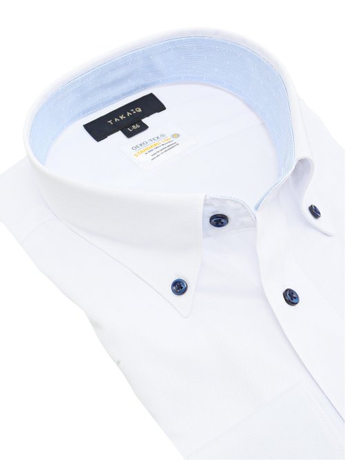 形態安定 吸水速乾 スタンダードフィット ボタンダウン長袖シャツ