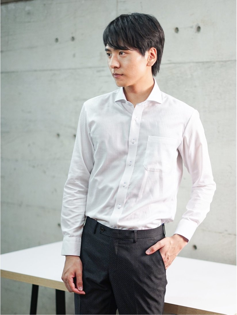 形態安定 吸水速乾 スタンダードフィット カッタウェイ長袖シャツ(S  