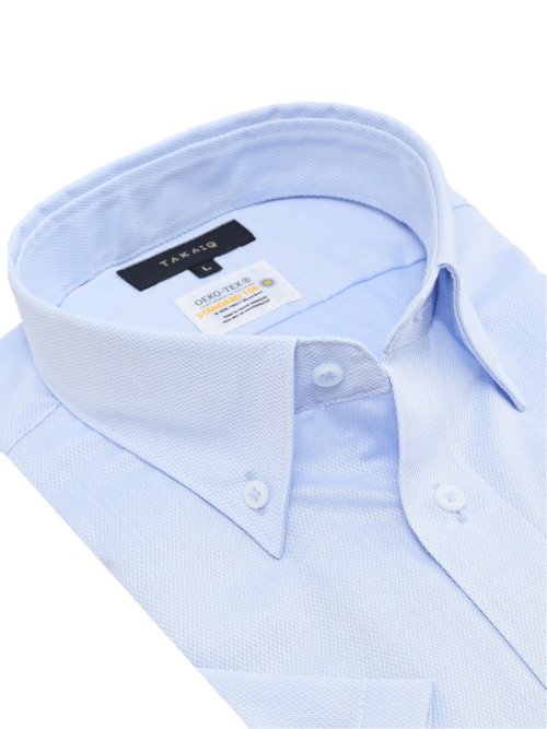 形態安定 吸水速乾 スタンダードフィット ボタンダウン半袖シャツ