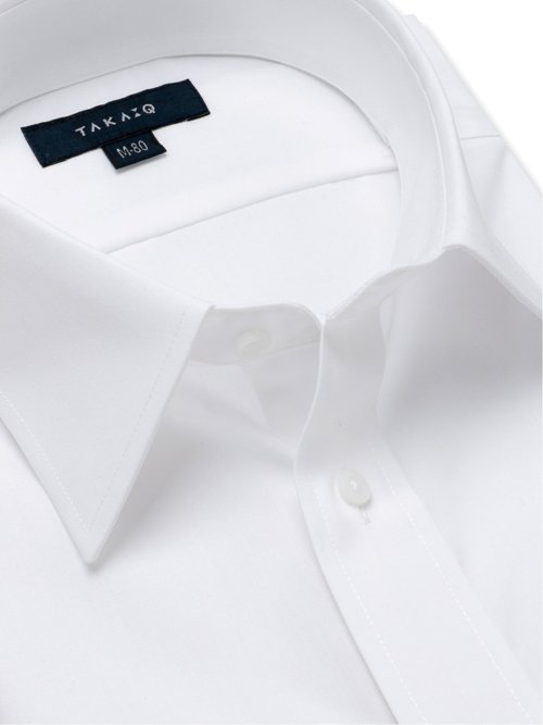 【白無地】形態安定 吸水速乾 レギュラーフィット レギュラーカラー長袖シャツ