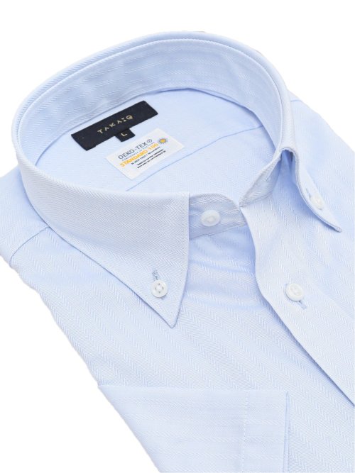 形態安定 吸水速乾 スタンダードフィット ボタンダウン半袖シャツ