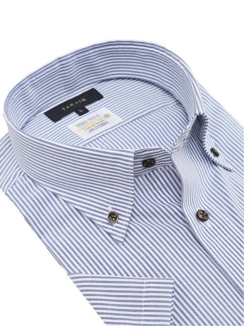 形態安定 吸水速乾 スタンダードフィット ボタンダウン半袖シャツ