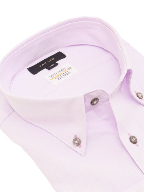 形態安定 吸水速乾 スタンダードフィット ボタンダウン長袖シャツ