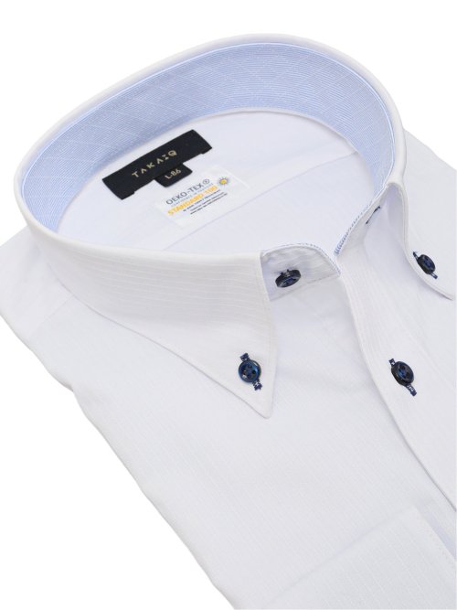 形態安定 吸水速乾 スタンダードフィット ボタンダウン長袖シャツ