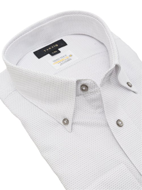 形態安定 吸水速乾 スタンダードフィット ボタンダウン長袖シャツ