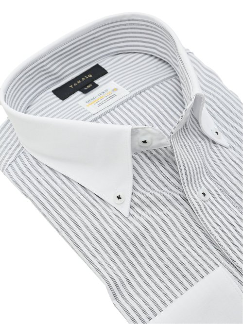 形態安定 吸水速乾 スタンダードフィット ボタンダウン長袖シャツ