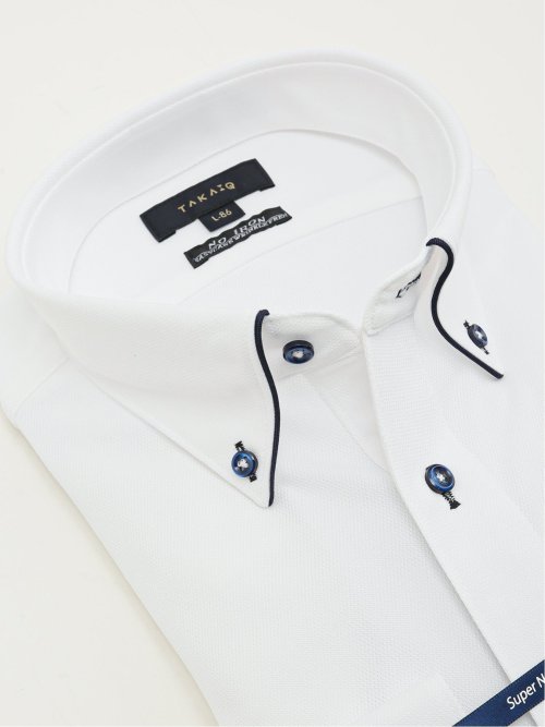 ノーアイロンストレッチ スタンダードフィット ボタンダウン長袖ニットシャツ