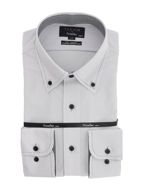 プライムフレックス/Primeflex スタンダードフィット ボタンダウン長袖ニットシャツ