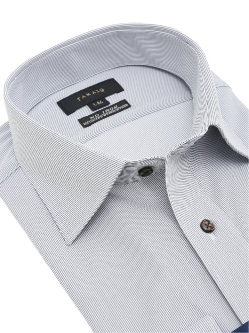 ノーアイロンストレッチ スタンダードフィット ワイドカラー長袖ニットシャツ