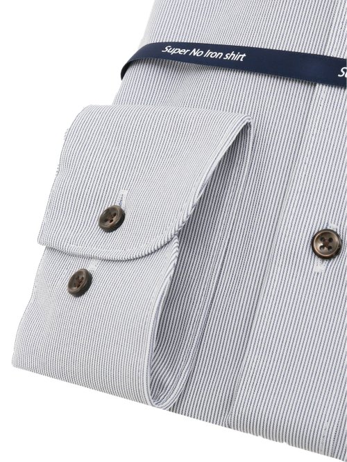 ノーアイロンストレッチ スタンダードフィット ワイドカラー長袖ニットシャツ